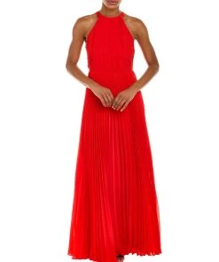 women ML Monique Lhuillier Pleated Maxi Dress