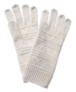 women Qi Cashmere Pointelle Donegal Cashmere Gloves