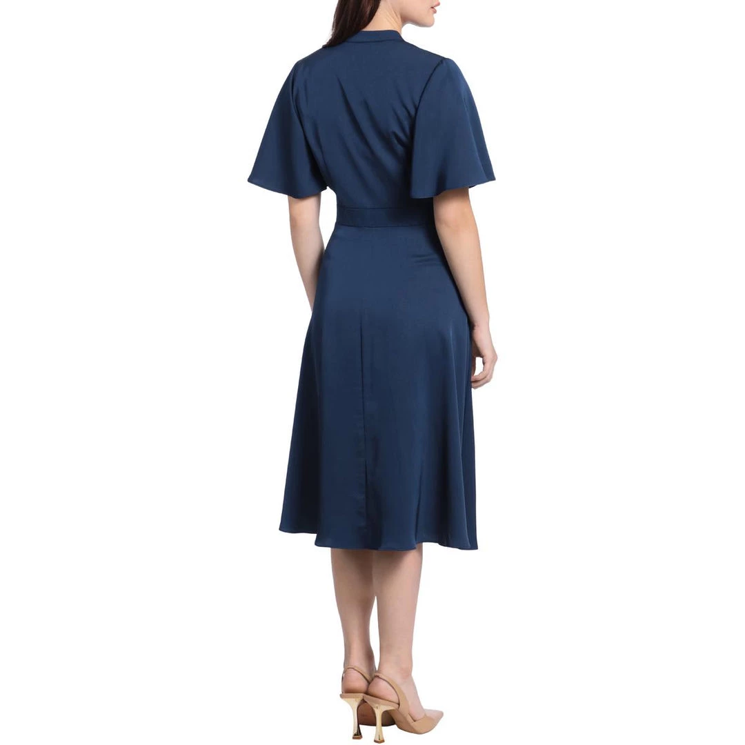 Maggy London Womens Collared Mid Calf Shirtdress - Image 3