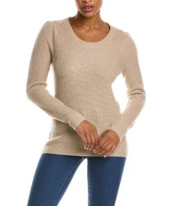 women Qi Cashmere Puff Sleeve Wool & Cashmere-Blend Sweater