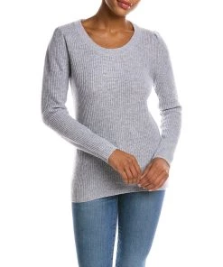 women Qi Cashmere Puff Sleeve Wool & Cashmere-Blend Sweater