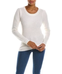 women Qi Cashmere Puff Sleeve Wool & Cashmere-Blend Sweater
