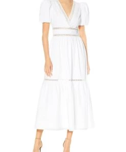 ML Monique Lhuillier Womens Poplin Short Sleeves Maxi Dress