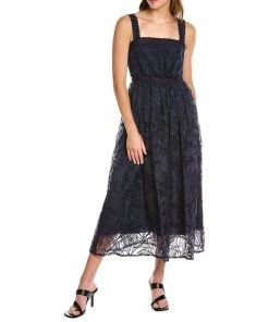 women ML Monique Lhuillier Lace Midi Dress