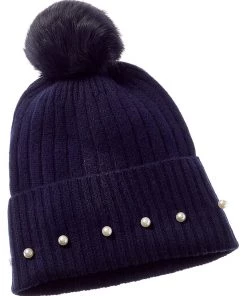 women Qi Cashmere Pearl Trim Cashmere Beanie