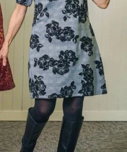 Maggy London women Velvet Rose Dress in Black/White